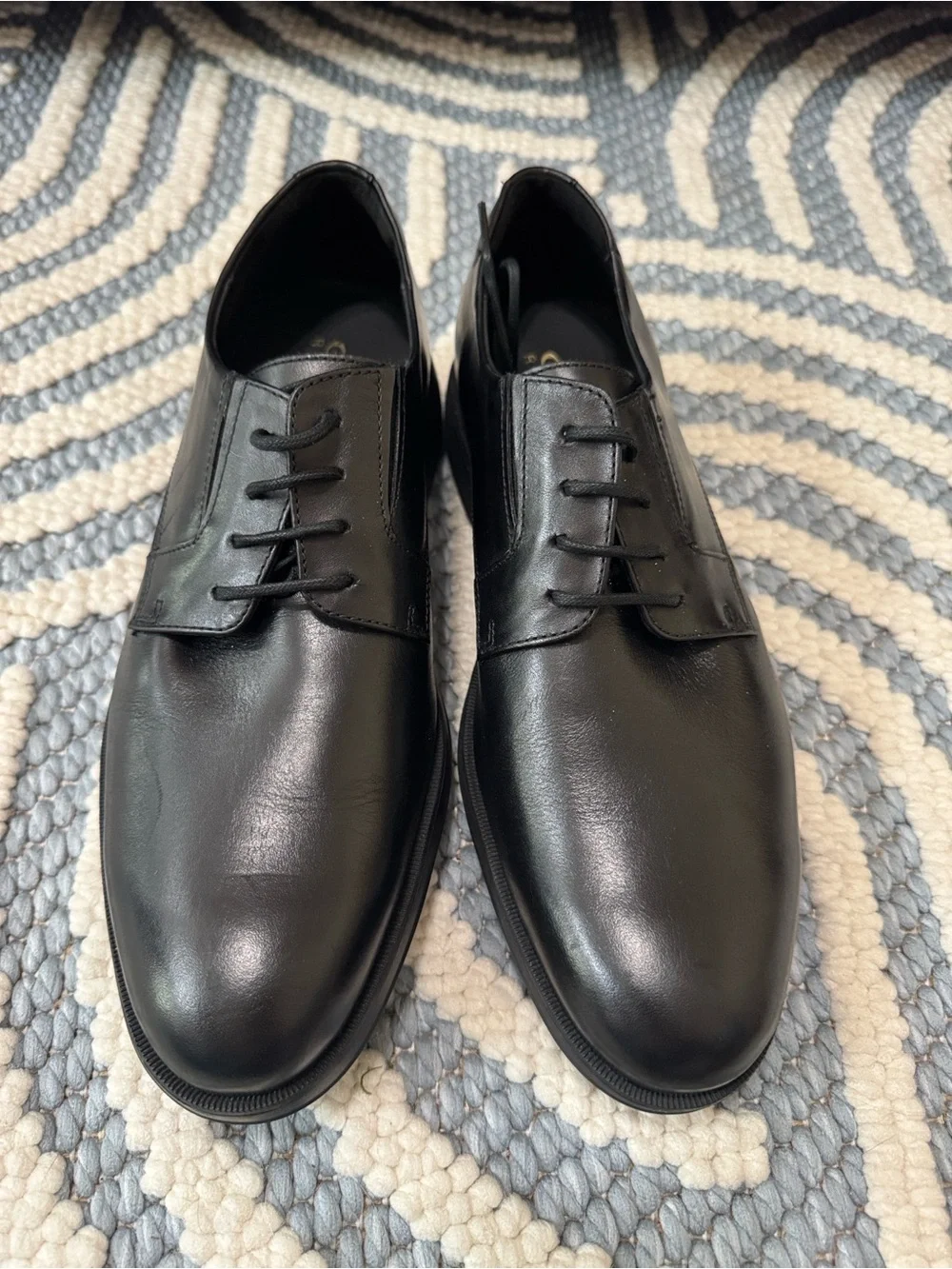 GEOX Black Leather Oxford Dress Shoes Men's EU 39 Breathable Lightweight